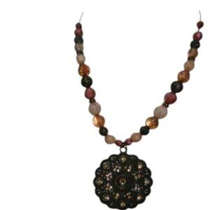 Orange, red and brown BOHO styled chocker necklace
